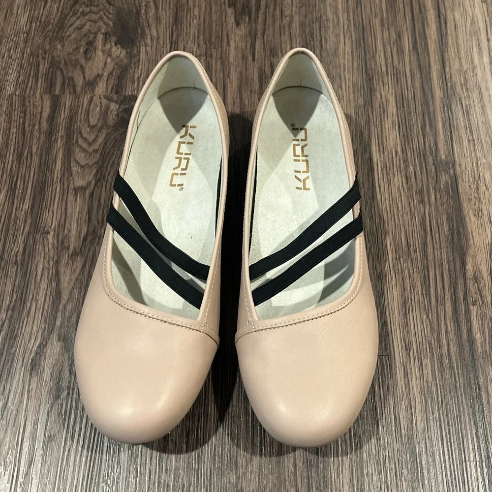 Kuru Bella Leather Mary Jane Shoes Women's Tan Slip On Ortho Flats Size 10 EUC